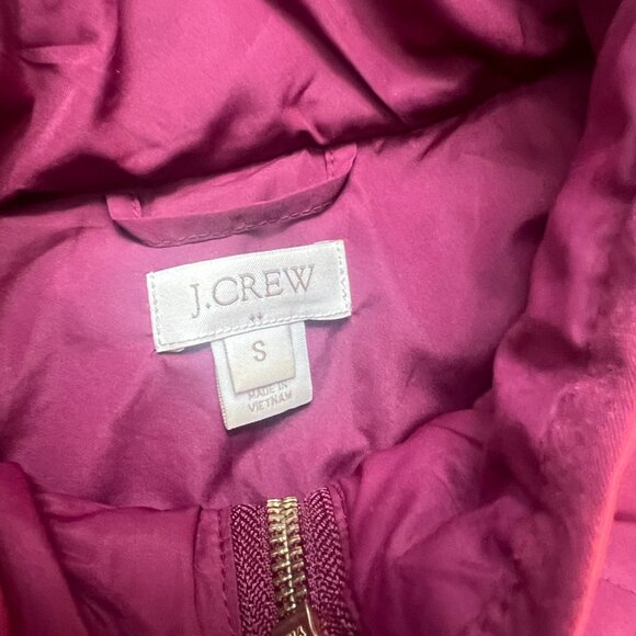 J Crew Vest Women's Small Quilted Down Puffer Maroon Full Zip Sleeveless - Picture 6 of 7